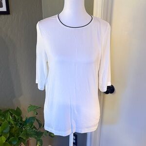 Banana Republic White Blouse with Black Trim